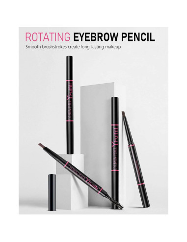 Lápiz de Cejas Impermeable Yfulfill Negro 0.5mm Doble Extremo