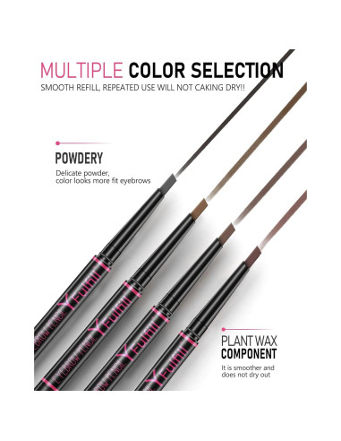 Lápiz de Cejas Impermeable Yfulfill Negro 0.5mm Doble Extremo