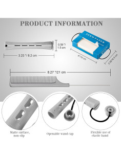 Kit de Estilizado de Cabello WILLBOND - 48 Varillas, 2 Peines, 350 Papeles, 6 Clips 2