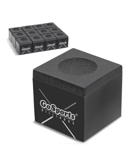 Cubo de Tiza para Taco de Billar GoSports Premium 12 Pack - Negro