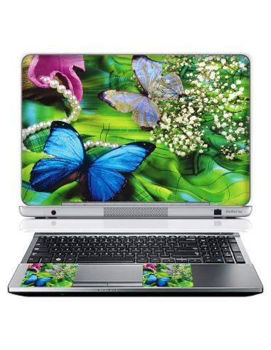 Funda de piel para laptop 11.6-12" Meffort Inc Mariposa Verde Azul