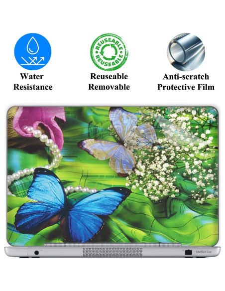 Funda de piel para laptop 11.6-12" Meffort Inc Mariposa Verde Azul