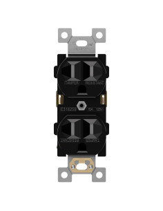 Enchufe Doble ENERLITES 15A 125V Negro Grado Comercial