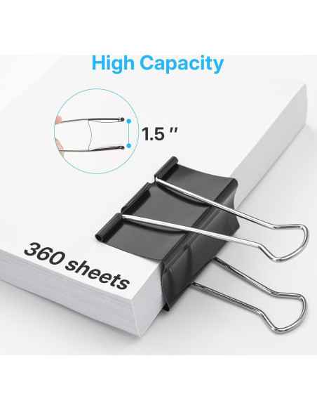 Clips de Carpeta Jumbo OWLKELA 3 Pulgadas 6 Pcs Negros Clips de Carpeta Jumbo OWLKELA 3 Pulgadas 6 Pcs Negros