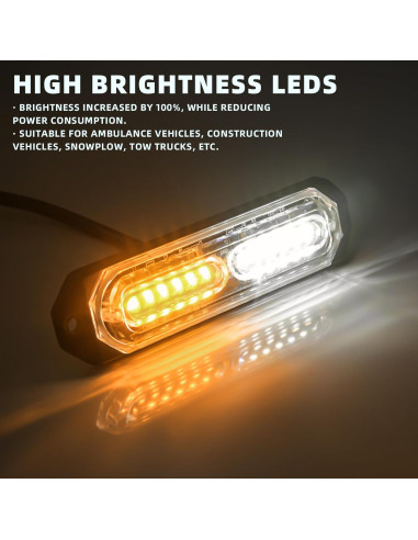 Luz Estroboscópica LED PKINGLAKE 6W Ámbar/Blanco 21 Modos