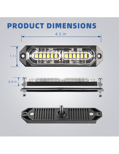 Luz Estroboscópica LED PKINGLAKE 6W Ámbar/Blanco 21 Modos