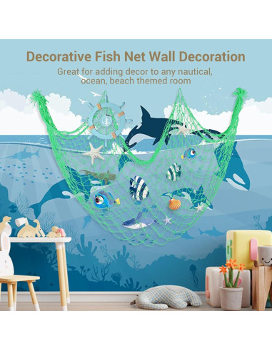 Paquete de 2 Redes de Pesca Decorativas Verde Manzana 203x102 cm