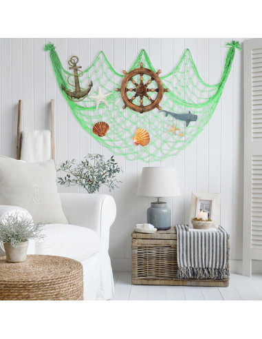 Paquete de 2 Redes de Pesca Decorativas Verde Manzana 203x102 cm