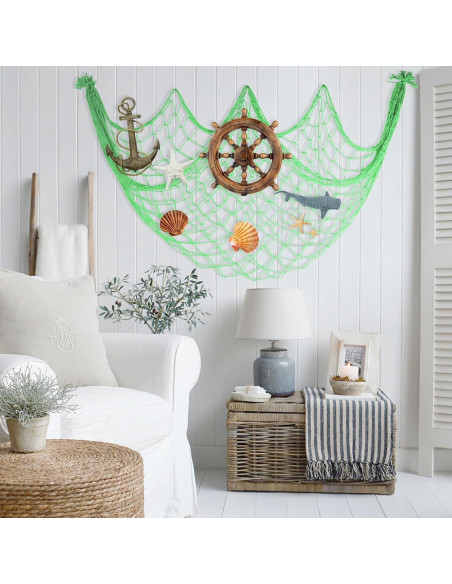 Paquete de 2 Redes de Pesca Decorativas Verde Manzana 203x102 cm