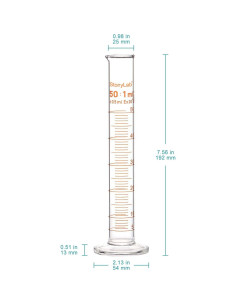 Cilindro Graduado 50 ml StonyLab Vidrio Borosilicato Pared Gruesa 2