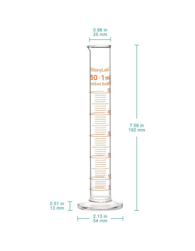 Cilindro Graduado 50 ml StonyLab Vidrio Borosilicato Pared Gruesa
