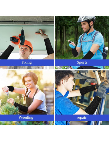 Mangas Resistentes al Corte Geyoga Nivel 5 - 2 Pares Negros