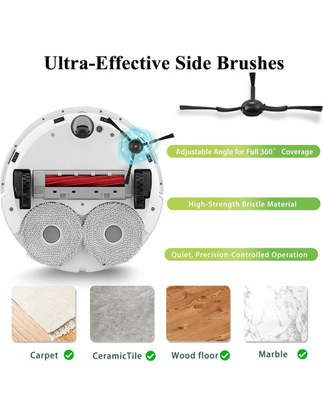 Cepillos Laterales Soniicmomo para Roborock Q Revo y S8 - 6 Piezas