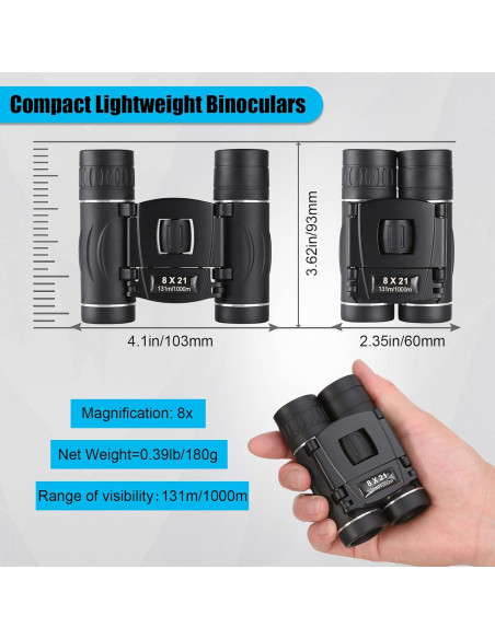Binoculares Compactos Anourney 8x21 Plegables Ligeros
