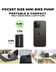 Mini bomba de bicicleta KIZINNO B7 120 PSI portátil negra 2