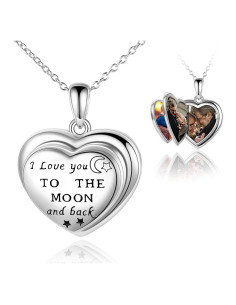 Collar Medallón de Plata de Ley 925 Te Amo hasta la Luna