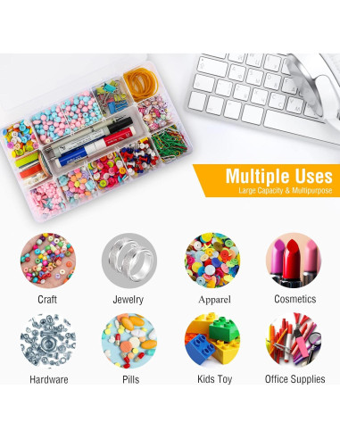 Caja Organizadora de Plástico Exptolii Grande 15 Compartimentos 28x16 cm