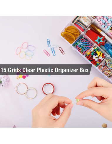 Caja Organizadora de Plástico Exptolii Grande 15 Compartimentos 28x16 cm