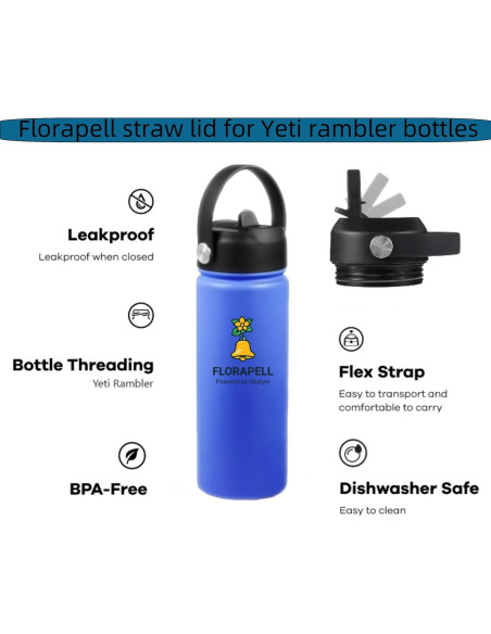 Tapa de paja FLORAPELL para Yeti Rambler 18-64 oz, libre de BPA Tapa de paja FLORAPELL para Yeti Rambler 18-64 oz, libre de BPA