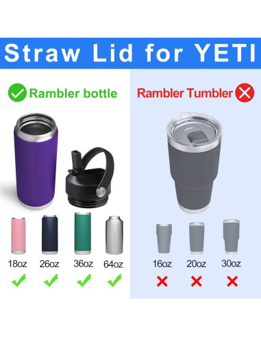 Tapa de paja FLORAPELL para Yeti Rambler 18-64 oz, libre de BPA