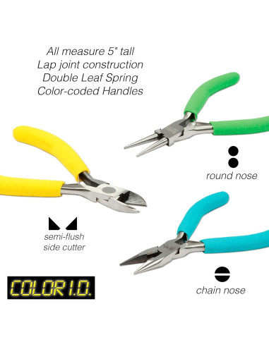 Juego de Alicates Color-ID The Beadsmith 3 Piezas 12.7 cm