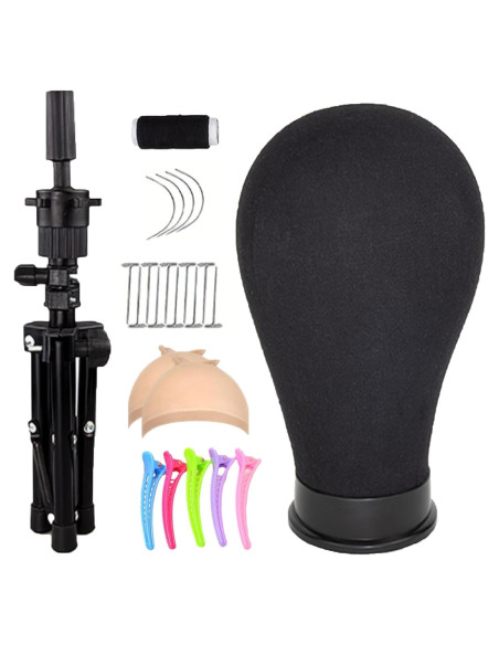 Cabeza de Maniquí de Lienzo ZKSWT 23" con Soporte y Accesorios