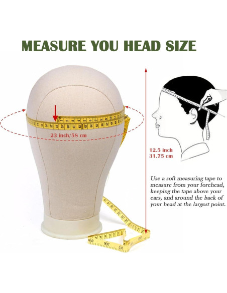 Cabeza de Maniquí de Lienzo ZKSWT 23" con Soporte y Accesorios