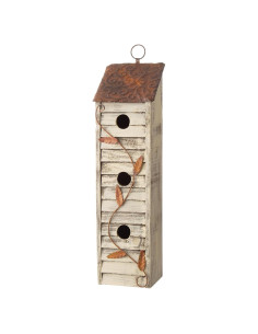 Casa de Aves Colgante Glitzhome 45.72 cm Madera Blanca Jardín