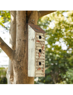 Casa de Aves Colgante Glitzhome 45.72 cm Madera Blanca Jardín 2