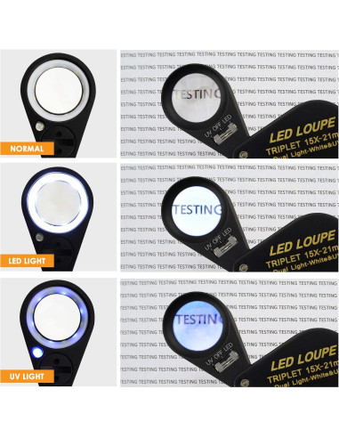 Lupa de Joyero 15x DANOPLUS con LED UV y Lente Triplete 21mm