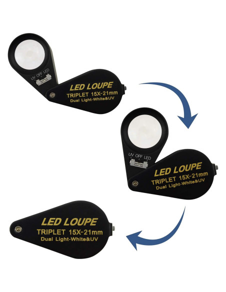 Lupa de Joyero 15x DANOPLUS con LED UV y Lente Triplete 21mm