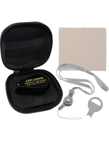 Lupa de Joyero 15x DANOPLUS con LED UV y Lente Triplete 21mm