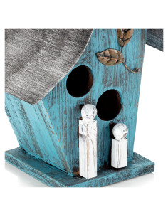 Casa de Aves Colgante Alpine 30.48 cm Madera y Metal Azul