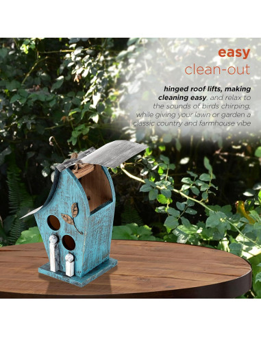 Casa de Aves Colgante Alpine 30.48 cm Madera y Metal Azul