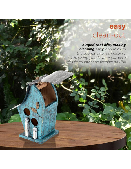 Casa de Aves Colgante Alpine 30.48 cm Madera y Metal Azul