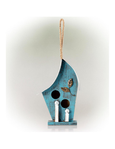 Casa de Aves Colgante Alpine 30.48 cm Madera y Metal Azul