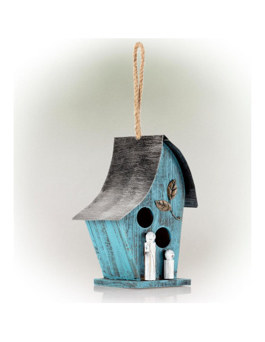 Casa de Aves Colgante Alpine 30.48 cm Madera y Metal Azul