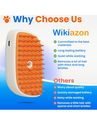Cepillo de Vapor para Mascotas Wikiazon - Acicalamiento Eficaz