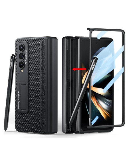 Funda Samsung Galaxy Z Fold 4 con Soporte para S Pen - Fibra de Carbono Funda Samsung Galaxy Z Fold 4 con Soporte para S Pen - Fibra de Carbono