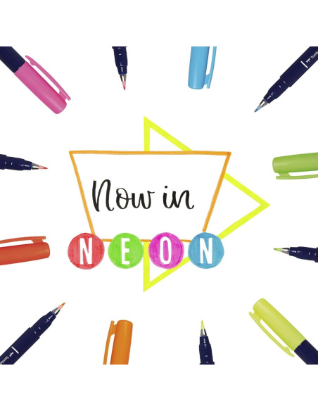 Tombow Fudenosuke Brush Pens Neón 6-Pack Punta Dura