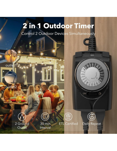 Temporizador Mecánico HBN para Exterior 24 Horas 15A