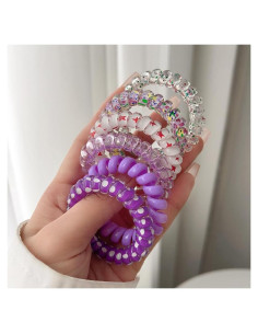 6 Piezas Espirales de Cabello Elástico Wsiliana Color Caramelo