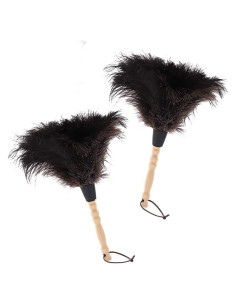 Plumero de Avestruz Negro Midoneat - 2 Paquetes, Mango de Bambú