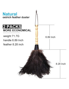 Plumero de Avestruz Negro Midoneat - 2 Paquetes, Mango de Bambú 2