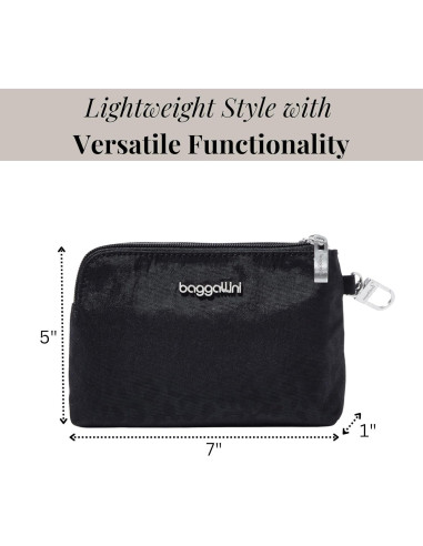 Baggallini Pouch RFID Desmontable para Mujeres - Leopardo Negro