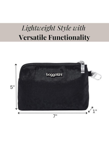 Baggallini Pouch RFID Desmontable para Mujeres - Leopardo Negro