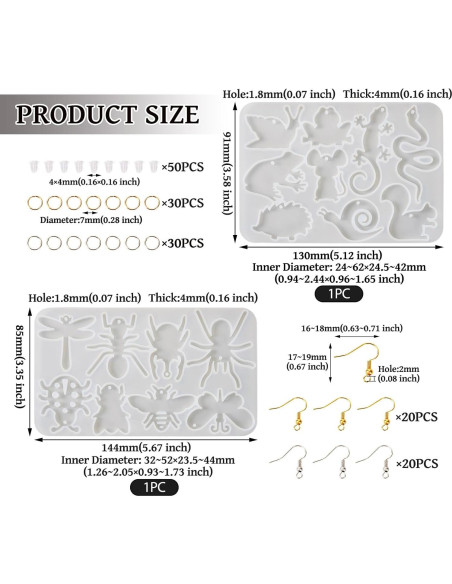 Moldes de Silicona para Pendientes DIY Cheriswelry Insectos