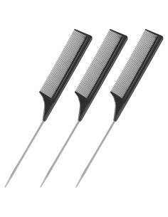 3 Peines de Cola de Rata Leinuosen de Acero Inoxidable Negro