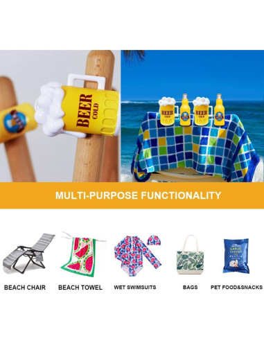 Clips para Toallas de Playa Kirmoo Jumbo - 4 Piezas Multicolor