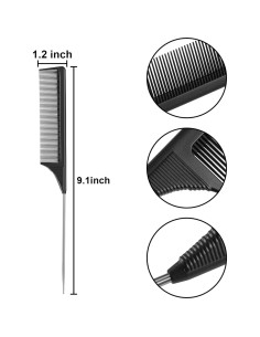3 Peines de Cola de Rata Leinuosen de Acero Inoxidable Negro 2